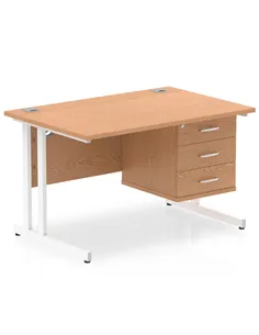 Dynamic Impulse 1200 x 800mm Straight Office Desk Oak Top Cantilever 1 x 3 Drawer Fixed Pedestal MI002669 2