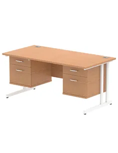 Dynamic Impulse 1600 x 800mm Straight Office Desk Oak Top Cantilever 2 x 2 Drawer Fixed Pedestal MI002679