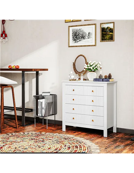 HOMCOM Elegant Chest of Five Drawers - White