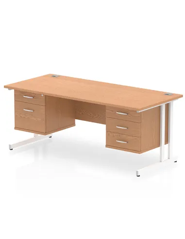 Dynamic Impulse 1800 x 800mm Straight Office Desk Oak Top Cantilever 1 x 2 Drawer 1 x 3 Drawer Fixed Pedestal MI002696
