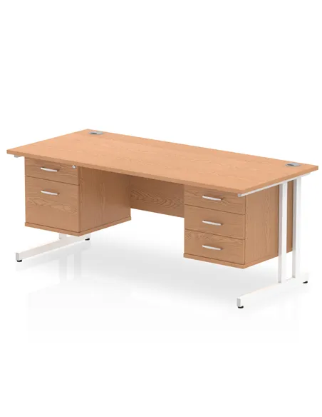 Dynamic Impulse 1800 x 800mm Straight Office Desk Oak Top Cantilever 1 x 2 Drawer 1 x 3 Drawer Fixed Pedestal MI002696
