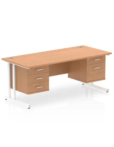 Dynamic Impulse 1800 x 800mm Straight Office Desk Oak Top Cantilever 1 x 2 Drawer 1 x 3 Drawer Fixed Pedestal MI002696