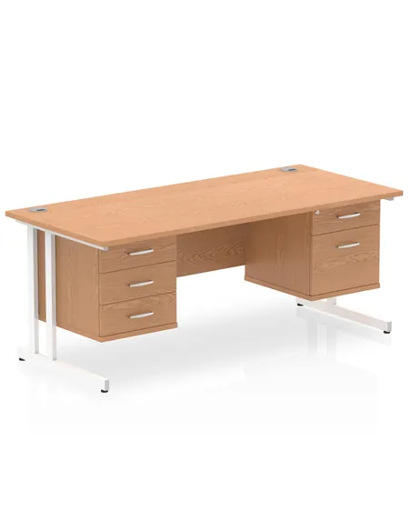 Dynamic Impulse 1800 x 800mm Straight Office Desk Oak Top Cantilever 1 x 2 Drawer 1 x 3 Drawer Fixed Pedestal MI002696