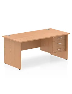 Dynamic Impulse 1600 x 800mm Straight Office Desk Oak Top Panel End 1 x 3 Drawer Fixed Pedestal MI002708 2