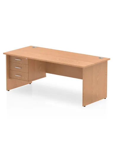 Dynamic Impulse 1800 x 800mm Straight Office Desk Oak Top Panel End 1 x 3 Drawer Fixed Pedestal MI002709