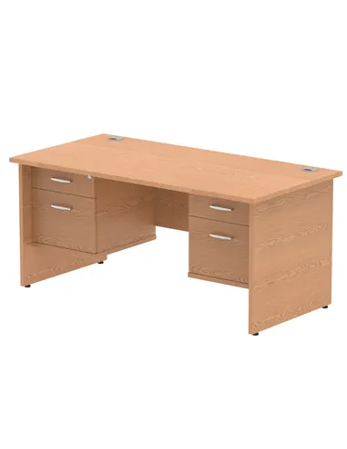 Dynamic Impulse 1600 x 800mm Straight Office Desk Oak Top Panel End 2 x 2 Drawer Fixed Pedestal MI002712