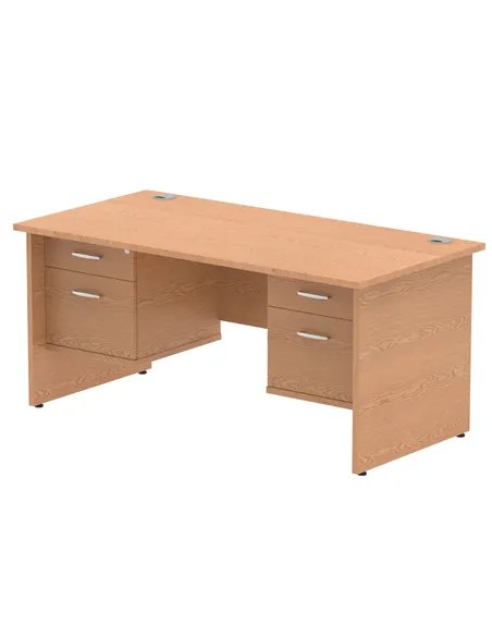 Dynamic Impulse 1600 x 800mm Straight Office Desk Oak Top Panel End 2 x 2 Drawer Fixed Pedestal MI002712