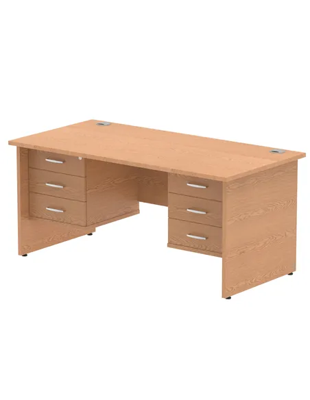 Dynamic Impulse 1600 x 800mm Straight Office Desk Oak Top Panel End 2 x 3 Drawer Fixed Pedestal MI002716