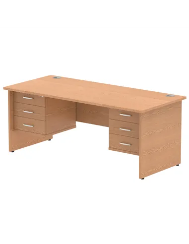 Dynamic Impulse 1800 x 800mm Straight Office Desk Oak Top Panel End 2 x 3 Drawer Fixed Pedestal MI002717