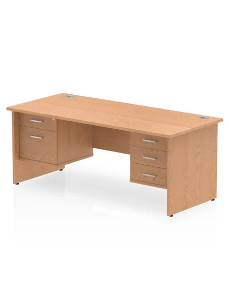 Dynamic Impulse 1600 x 800mm Straight Office Desk Oak Top Panel End 1 x 2 Drawer 1 x 3 Drawer Fixed Pedestal MI002720