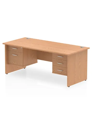 Dynamic Impulse 1800 x 800mm Straight Office Desk Oak Top Panel End 1 x 2 Drawer 1 x 3 Drawer Fixed Pedestal MI002721