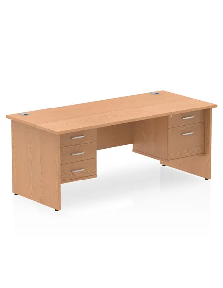 Dynamic Impulse 1800 x 800mm Straight Office Desk Oak Top Panel End 1 x 2 Drawer 1 x 3 Drawer Fixed Pedestal MI002721
