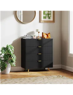 HOMCOM Elegant Four-Drawer Bedside Table - Black 2