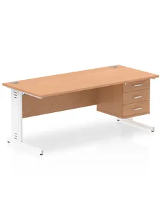 Dynamic Impulse 1800 x 800mm Straight Office Desk Oak Top Cable Managed 1 x 3 Drawer Fixed Pedestal MI002752 2