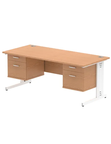 Dynamic Impulse 1800 x 800mm Straight Office Desk Oak Top Cable Managed 2 x 2 Drawer Fixed Pedestal MI002760