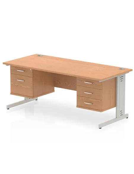 Dynamic Impulse 1800 x 800mm Straight Office Desk Oak Top Cable Managed 1 x 2 Drawer 1 x 3 Drawer Fixed Pedestal MI002772