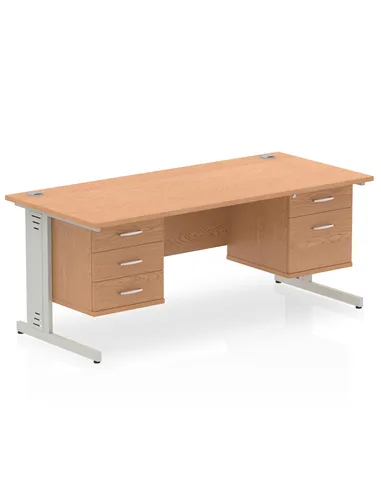 Dynamic Impulse 1800 x 800mm Straight Office Desk Oak Top Cable Managed 1 x 2 Drawer 1 x 3 Drawer Fixed Pedestal MI002772