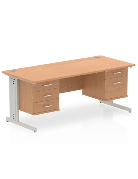 Dynamic Impulse 1800 x 800mm Straight Office Desk Oak Top Cable Managed 1 x 2 Drawer 1 x 3 Drawer Fixed Pedestal MI002772