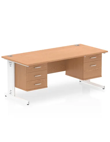 Dynamic Impulse 1800 x 800mm Straight Office Desk Oak Top Cable Managed 1 x 2 Drawer 1 x 3 Drawer Fixed Pedestal MI002776