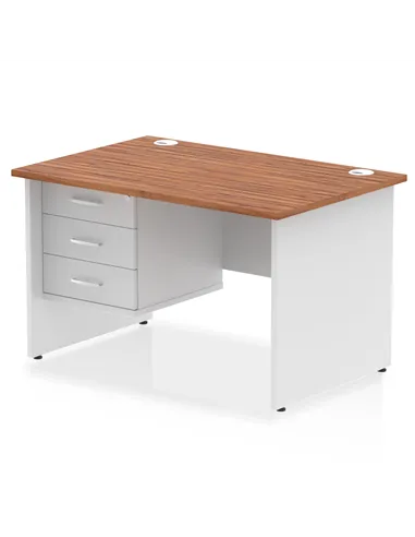 Dynamic Impulse 1200 x 800mm Straight Desk Walnut Top Panel End with 1 x 3 Drawer Fixed Pedestal TT000166