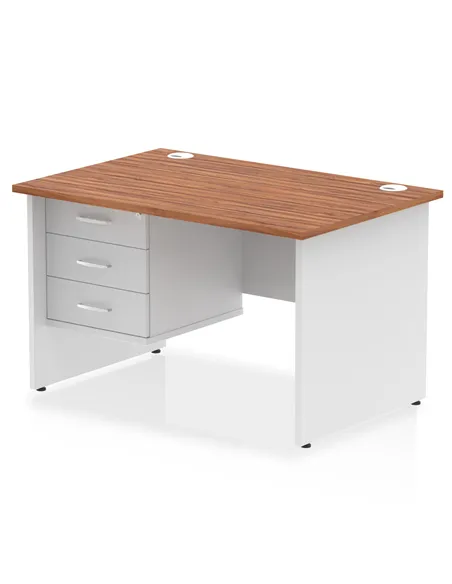 Dynamic Impulse 1200 x 800mm Straight Desk Walnut Top Panel End with 1 x 3 Drawer Fixed Pedestal TT000166