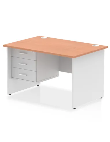 Dynamic Impulse 1200 x 800mm Straight Desk Beech Top Panel End with 1 x 3 Drawer Fixed Pedestal TT000168