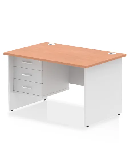 Dynamic Impulse 1200 x 800mm Straight Desk Beech Top Panel End with 1 x 3 Drawer Fixed Pedestal TT000168