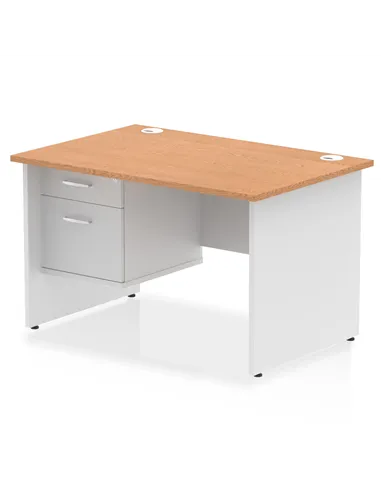 Dynamic Impulse 1200 x 800mm Straight Desk Oak Top Panel End with 1 x 2 Drawer Fixed Pedestal TT000169