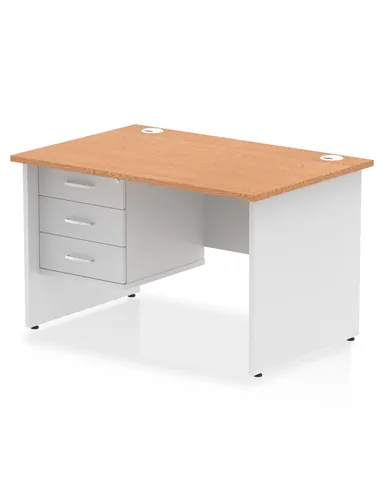 Dynamic Impulse 1200 x 800mm Straight Desk Oak Top Panel End with 1 x 3 Drawer Fixed Pedestal TT000170