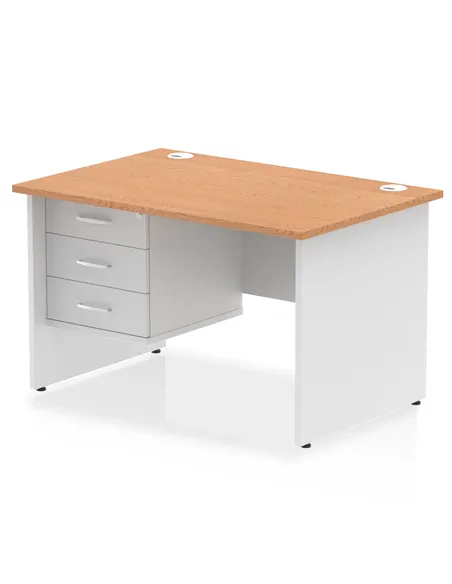 Dynamic Impulse 1200 x 800mm Straight Desk Oak Top Panel End with 1 x 3 Drawer Fixed Pedestal TT000170