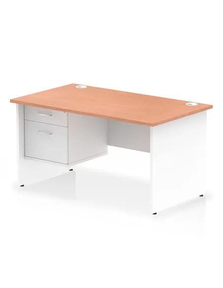 Dynamic Impulse 1400 x 800mm Straight Office Desk Beech Top Panel End with 1 x 2 Drawer Fixed Pedestal TT000173