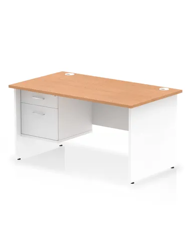 Dynamic Impulse 1400 x 800mm Straight Office Desk Oak Top Panel End with 1 x 2 Drawer Fixed Pedestal TT000175