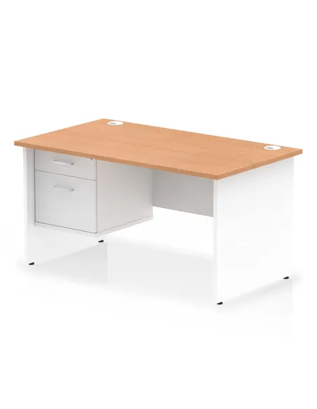 Dynamic Impulse 1400 x 800mm Straight Office Desk Oak Top Panel End with 1 x 2 Drawer Fixed Pedestal TT000175