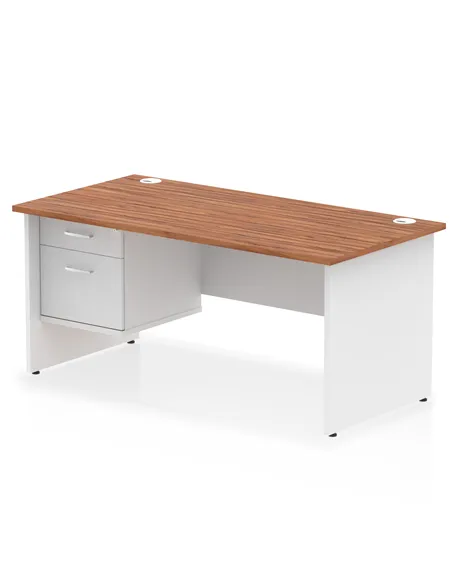 Dynamic Impulse 1600 x 800mm Straight Desk Walnut Top Panel End with 1 x 2 Drawer Fixed Pedestal TT000177