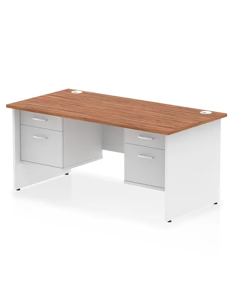Dynamic Impulse 1600 x 800mm Straight Desk Walnut Top Panel End with 2 x 2 Drawer Fixed Pedestal TT000179