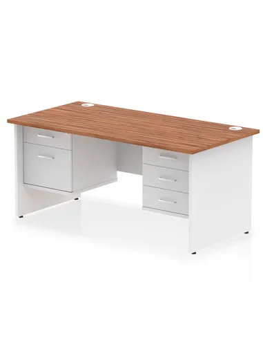Dynamic Impulse 1600 x 800mm Straight Desk Walnut Top Panel End with 1 x 2 Drawer and 1 x 3 Drawer Fixed Pedestal TT000181