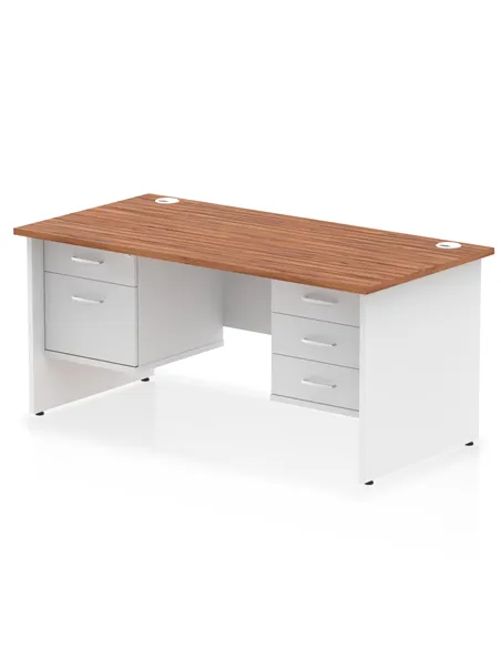Dynamic Impulse 1600 x 800mm Straight Desk Walnut Top Panel End with 1 x 2 Drawer and 1 x 3 Drawer Fixed Pedestal TT000181