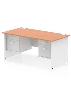 Dynamic Impulse 1600 x 800mm Straight Desk Beech Top Panel End with 2 x 2 Drawer Fixed Pedestal TT000184