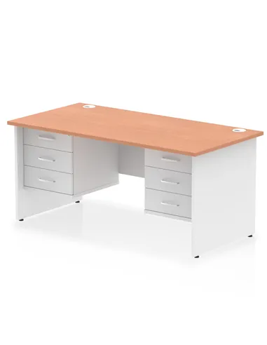 Dynamic Impulse 1600 x 800mm Straight Desk Beech Top Panel End with 2 x 3 Drawer Fixed Pedestal TT000185