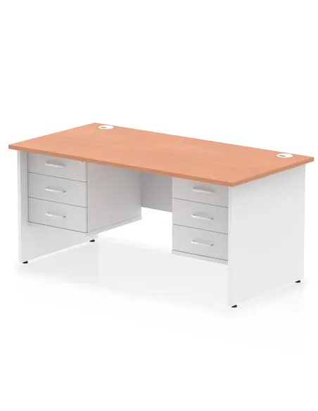 Dynamic Impulse 1600 x 800mm Straight Desk Beech Top Panel End with 2 x 3 Drawer Fixed Pedestal TT000185
