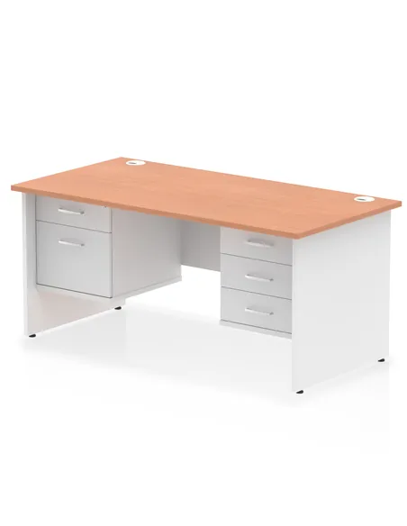 Dynamic Impulse 1600 x 800mm Straight Desk Beech Top Panel End with 1 x 2 Drawer and 1 x 3 Drawer Fixed Pedestal TT000186