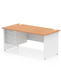 Dynamic Impulse 1600 x 800mm Straight Desk Oak Top Panel End with 1 x 3 Drawer Fixed Pedestal TT000188