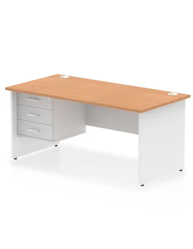 Dynamic Impulse 1600 x 800mm Straight Desk Oak Top Panel End with 1 x 3 Drawer Fixed Pedestal TT000188