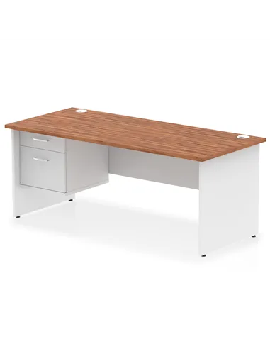 Dynamic Impulse 1800 x 800mm Straight Desk Walnut Top Panel End with 1 x 2 Drawer Fixed Pedestal TT000192