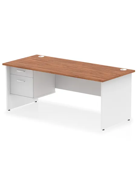 Dynamic Impulse 1800 x 800mm Straight Desk Walnut Top Panel End with 1 x 2 Drawer Fixed Pedestal TT000192