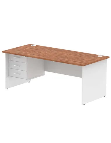 Dynamic Impulse 1800 x 800mm Straight Desk Walnut Top Panel End with 1 x 3 Drawer Fixed Pedestal TT000193