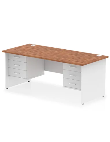 Dynamic Impulse 1800 x 800mm Straight Desk Walnut Top Panel End with 2 x 3 Drawer Fixed Pedestal TT000195
