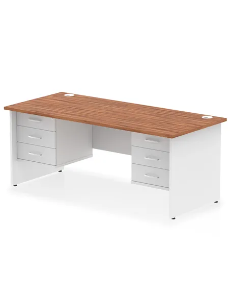 Dynamic Impulse 1800 x 800mm Straight Desk Walnut Top Panel End with 2 x 3 Drawer Fixed Pedestal TT000195