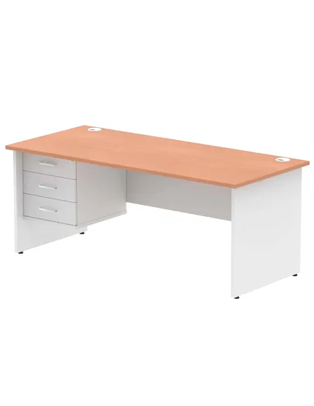 Dynamic Impulse 1800 x 800mm Straight Desk Beech Top Panel End with 1 x 3 Drawer Fixed Pedestal TT000198