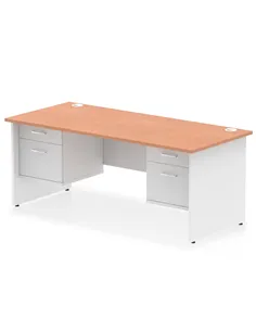 Dynamic Impulse 1800 x 800mm Straight Desk Beech Top Panel End with 2 x 2 Drawer Fixed Pedestal TT000199